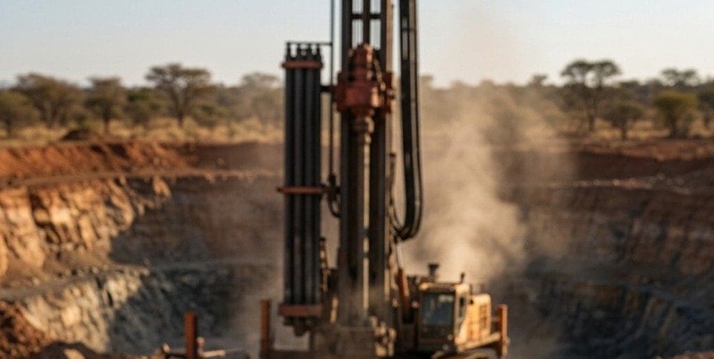 Foreuse sur un site minier à ciel ouvert